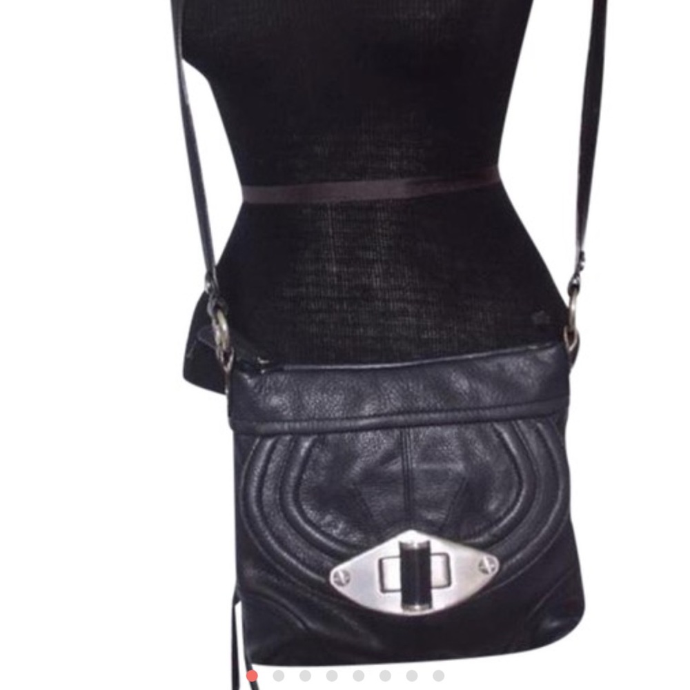 B Makowsky Black Leather Crossbody Wallet Bag
